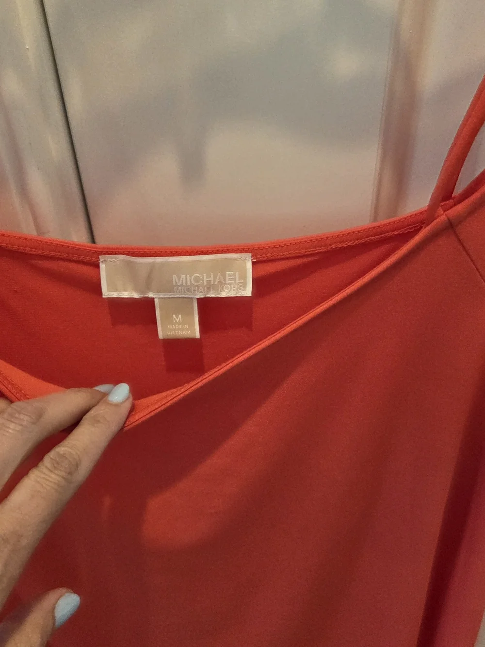 Michael Kors Coral Cold-Shoulder Short Sleeve Top